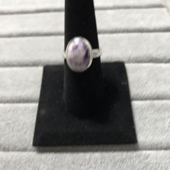 New Sterling Silver Purple Oval Morado Violet Flame Opal Ring Size 8 Crystal Gem - Picture 11 of 12